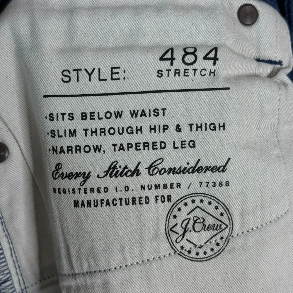 J Crew Jeans Mens 31x32 Blue 484 Slim Fit Bergen Denim Pants Stretch Casual